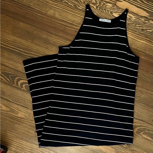 Athleta Balboa Island x ATHLETA Midi Dress size Large Black/White Stripe - Picture 3 of 8